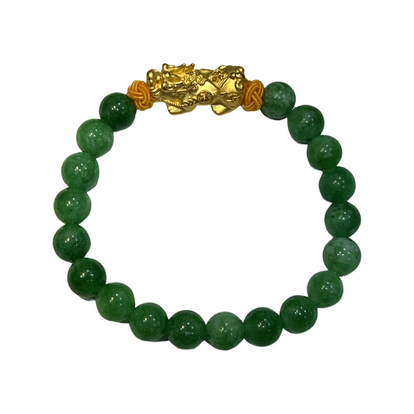 24k Fortune Small Pixiu Jade Bracelet - The Classic Jewellers