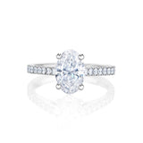 White Gold Oval Cut Ring with Shoulder Diamonds | Adelaide Engagement Ring