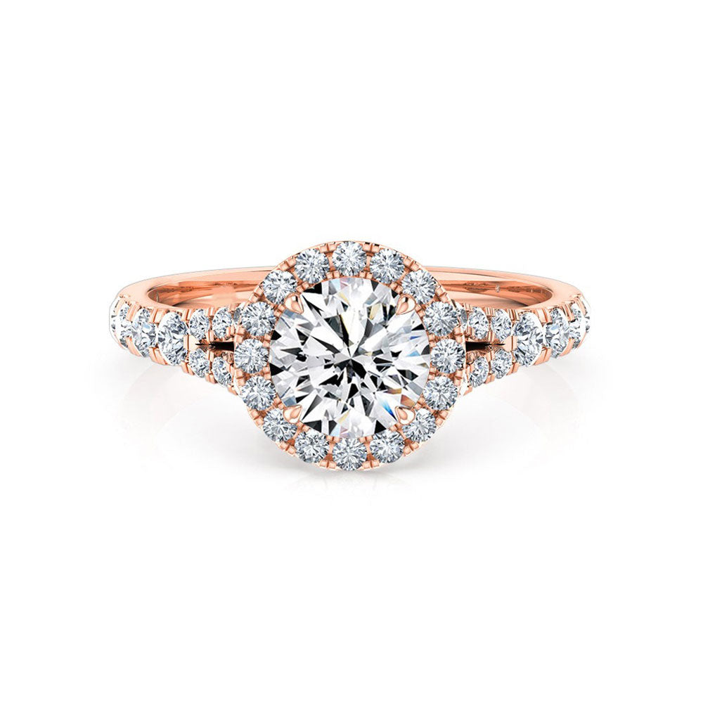 Philippa | Halo Engagement Ring with Split Band - The Classic Jewellers