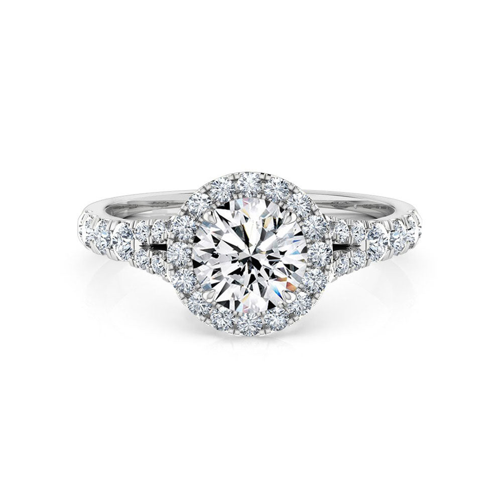Philippa | Halo Engagement Ring with Split Band - The Classic Jewellers