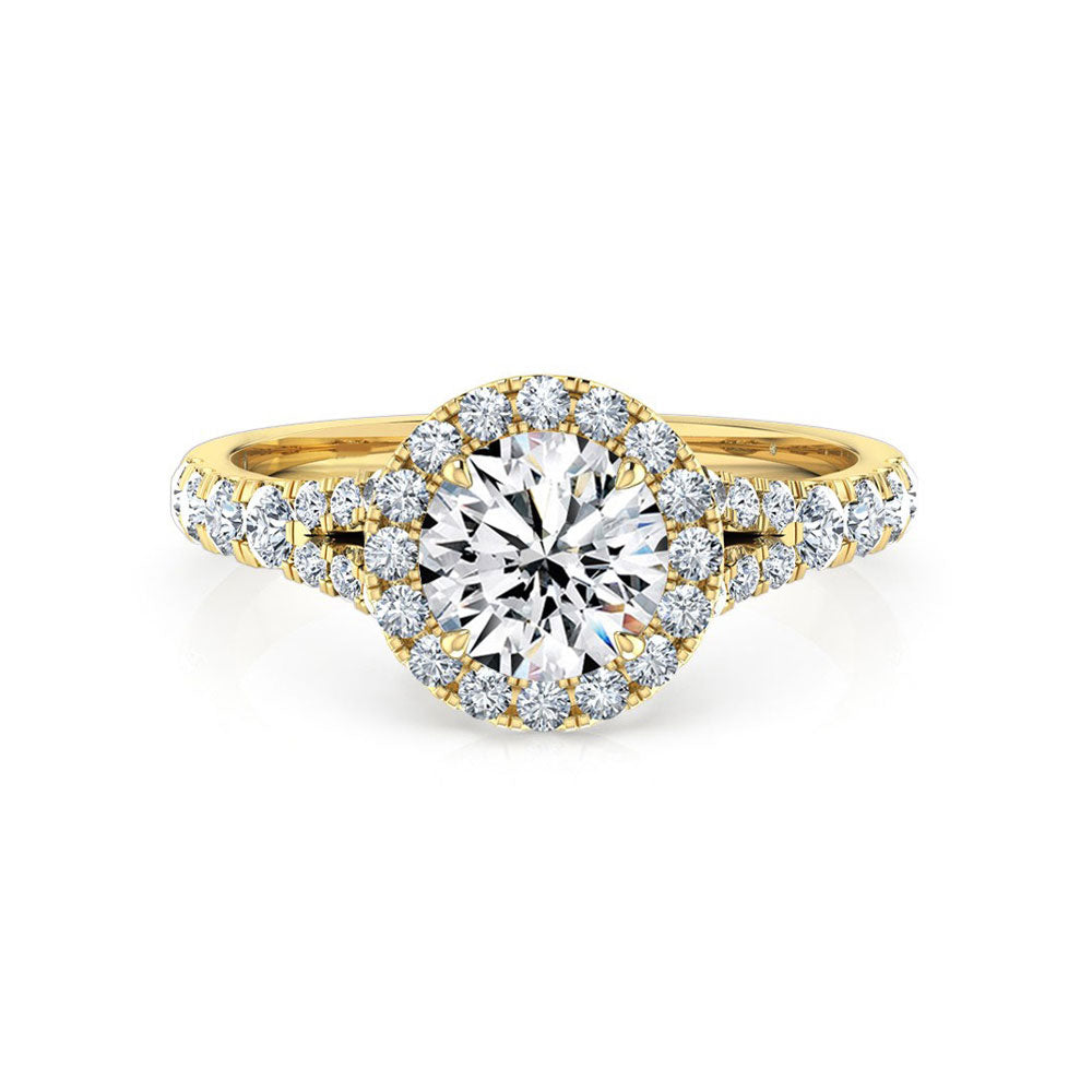 Philippa | Halo Engagement Ring with Split Band - The Classic Jewellers