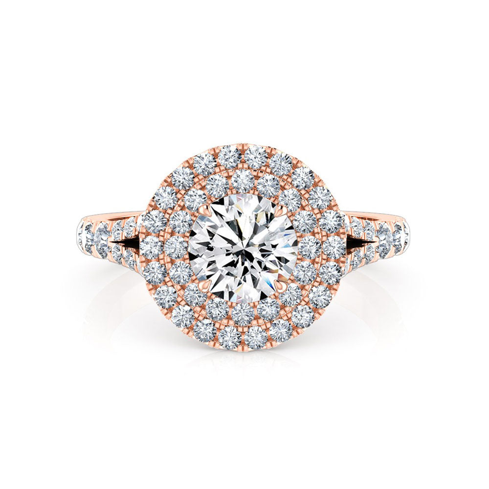Phoebe | Double Halo Round Cut Split Band Engagement Ring - The Classic Jewellers