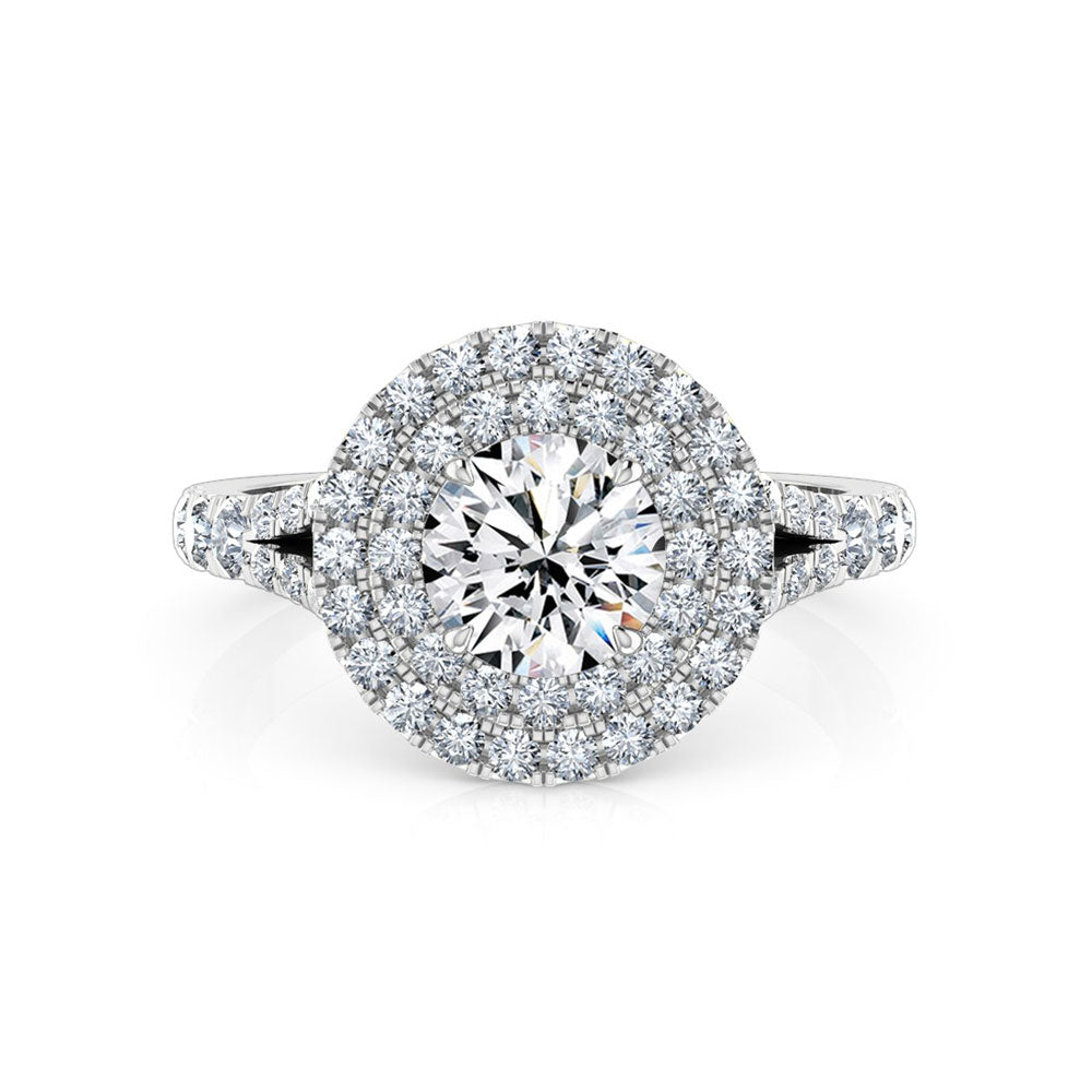 Phoebe | Double Halo Round Cut Split Band Engagement Ring - The Classic Jewellers