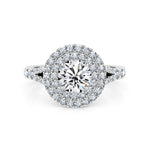 Phoebe | Double Halo Round Cut Split Band Engagement Ring - The Classic Jewellers