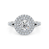 Phoebe | Double Halo Round Cut Split Band Engagement Ring - The Classic Jewellers