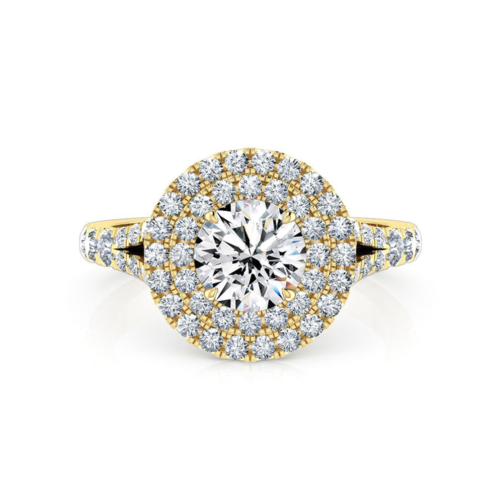 Phoebe | Double Halo Round Cut Split Band Engagement Ring - The Classic Jewellers