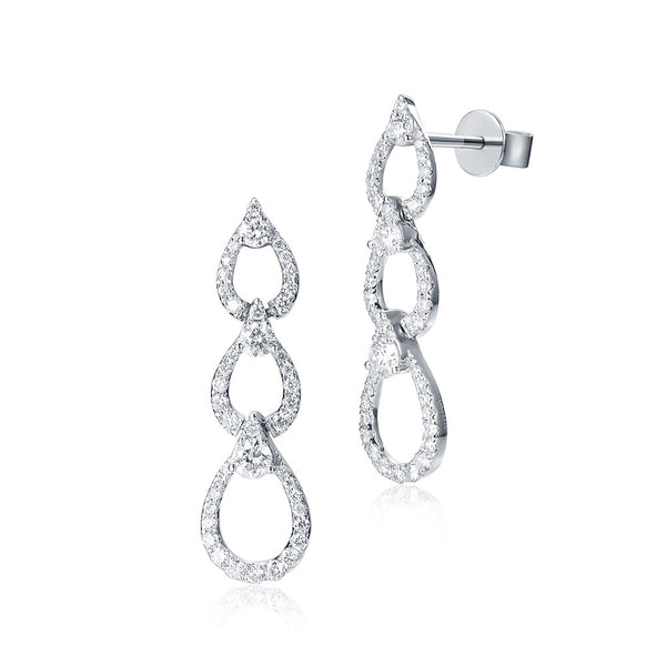 Triple Halo Teardrop Diamond Earrings - The Classic Jewellers
