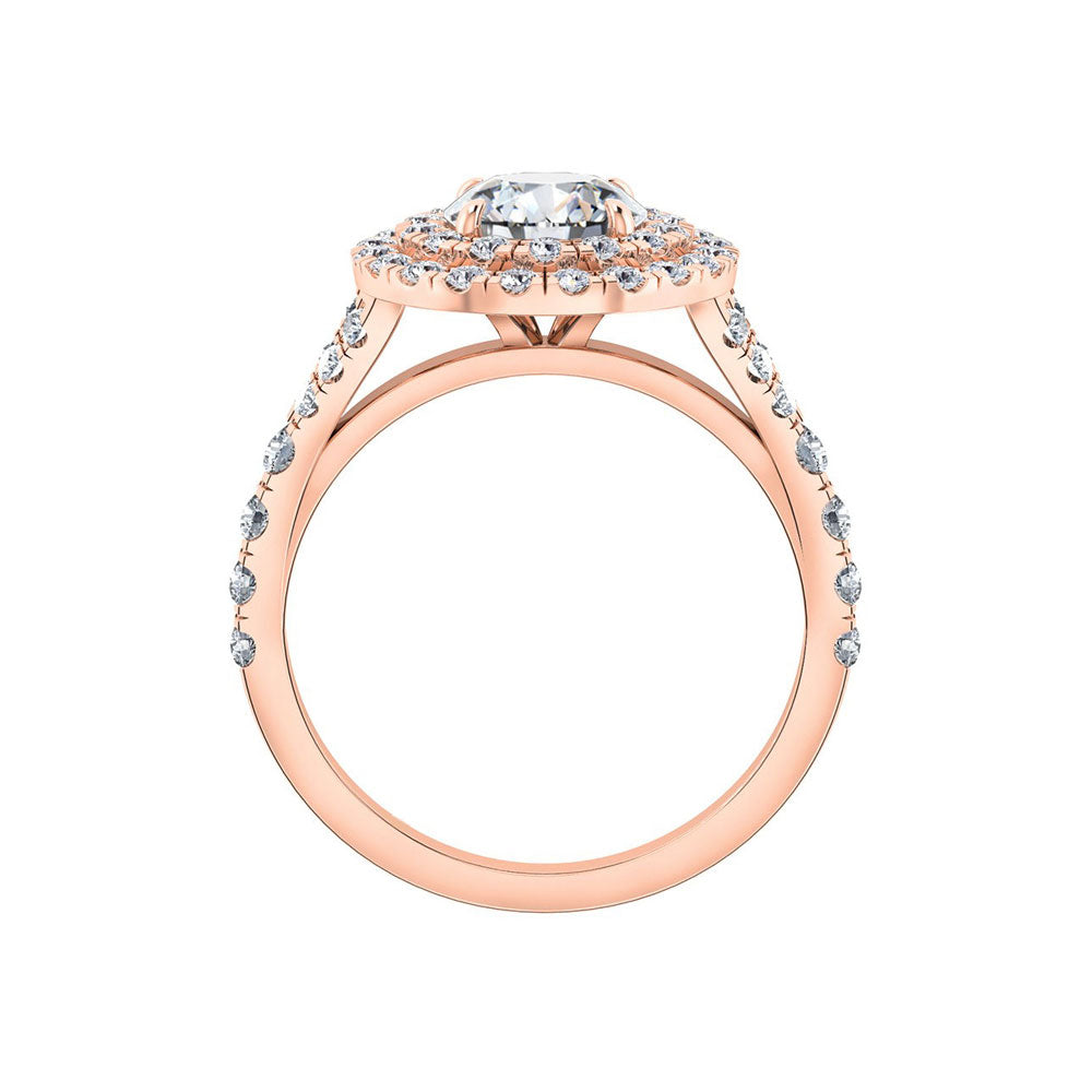 Phoebe | Double Halo Round Cut Split Band Engagement Ring - The Classic Jewellers