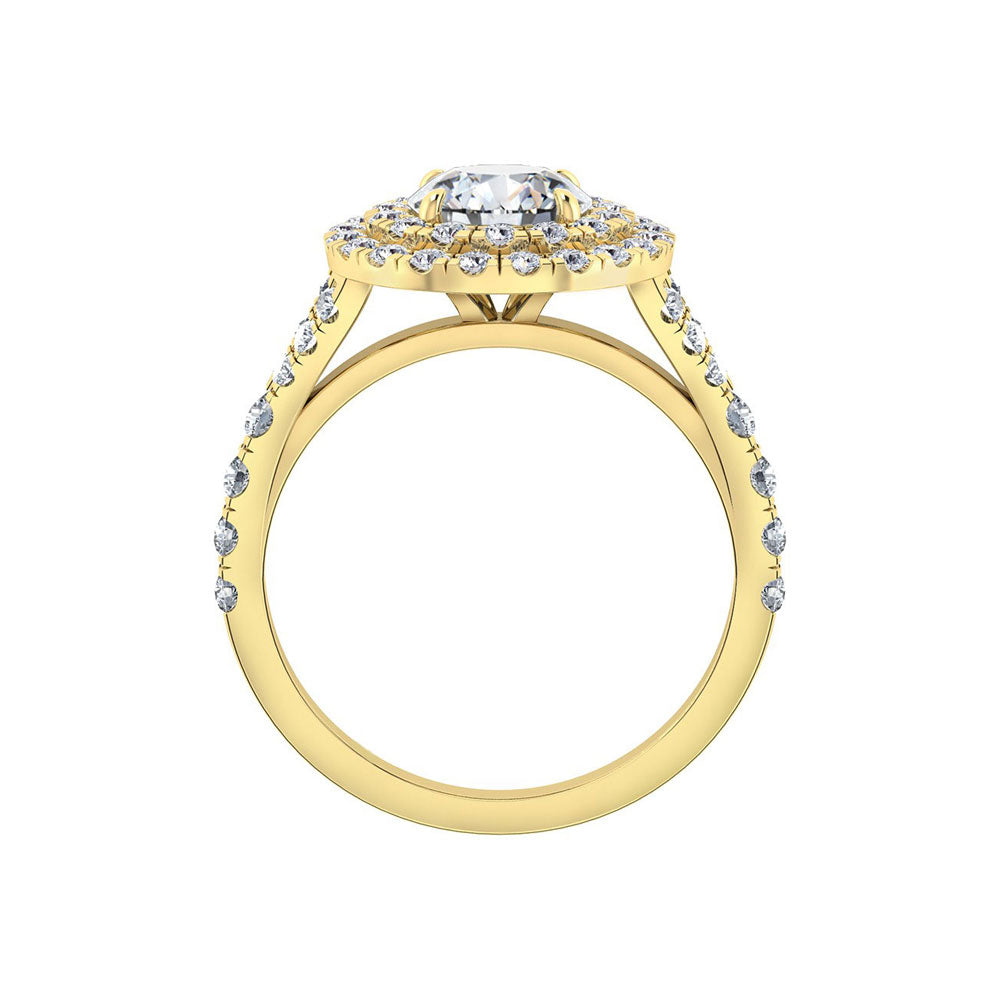 Phoebe | Double Halo Round Cut Split Band Engagement Ring - The Classic Jewellers