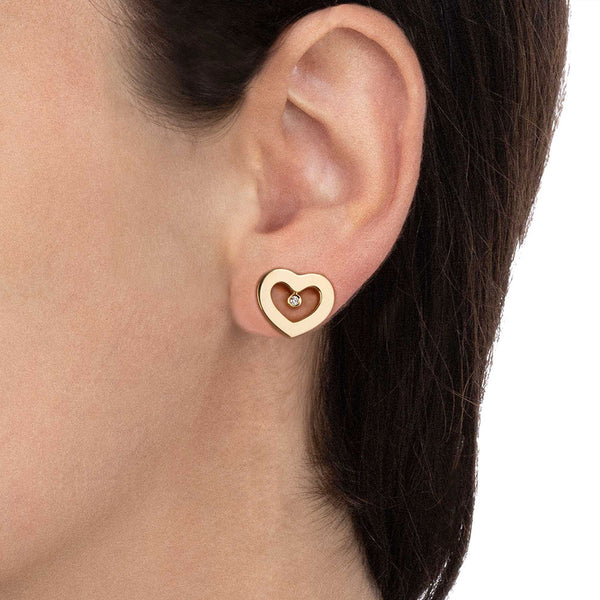Gold and Diamond Heart Earrings - The Classic Jewellers