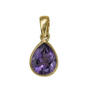 February Birthstone Amethyst Bezel Teardrop Pendant - The Classic Jewellers