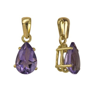 February Birthstone Amethyst Teardrop Pendant - The Classic Jewellers