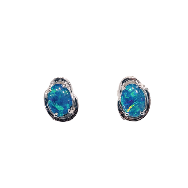 Australian Opal | Juliette Sterling Silver Stud Earrings - The Classic Jewellers