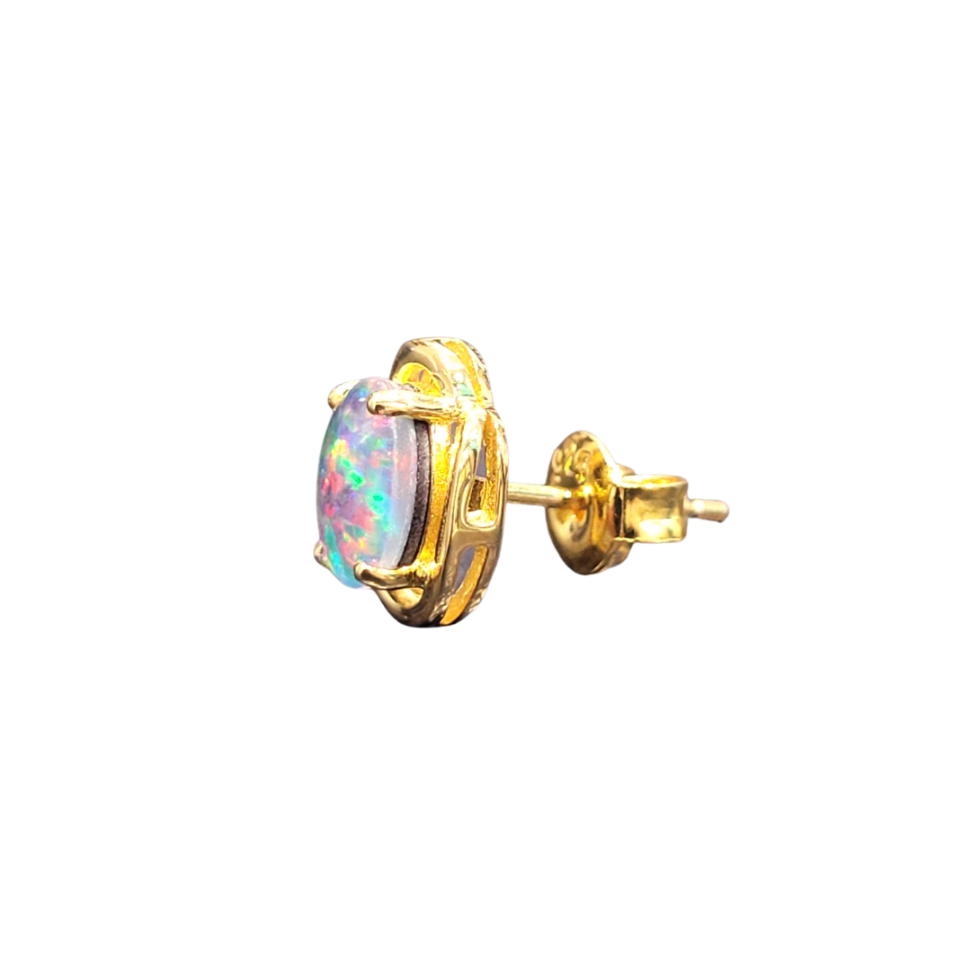 Australian Opal | Dianne gold plated stud earrings - The Classic Jewellers