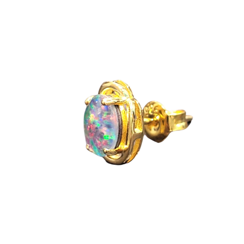 Australian Opal | Dianne gold plated stud earrings - The Classic Jewellers