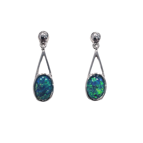 Australian Opal | Dori Sterling Silver Drop Earrings - The Classic Jewellers