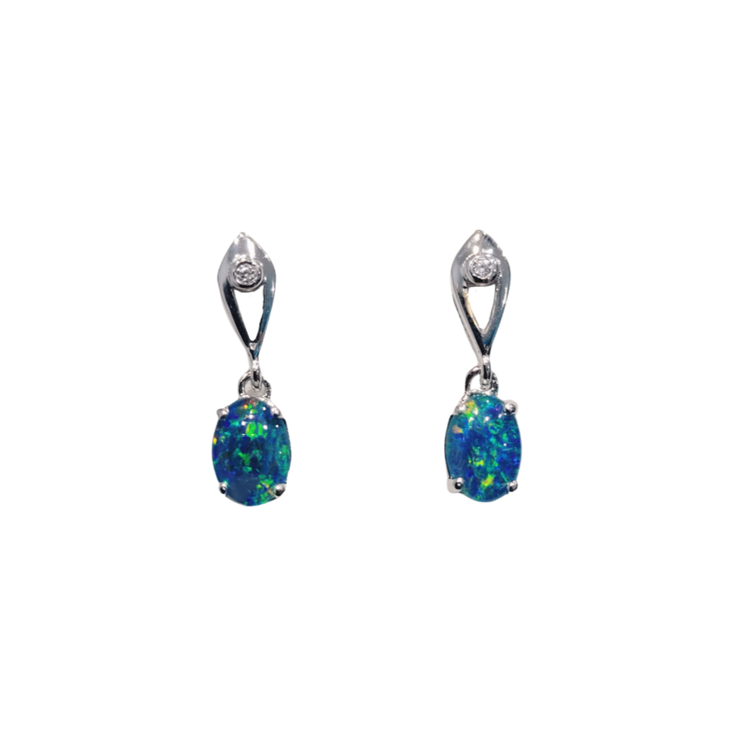 Australian Opal | Isla drop sterling silver earrings - The Classic Jewellers