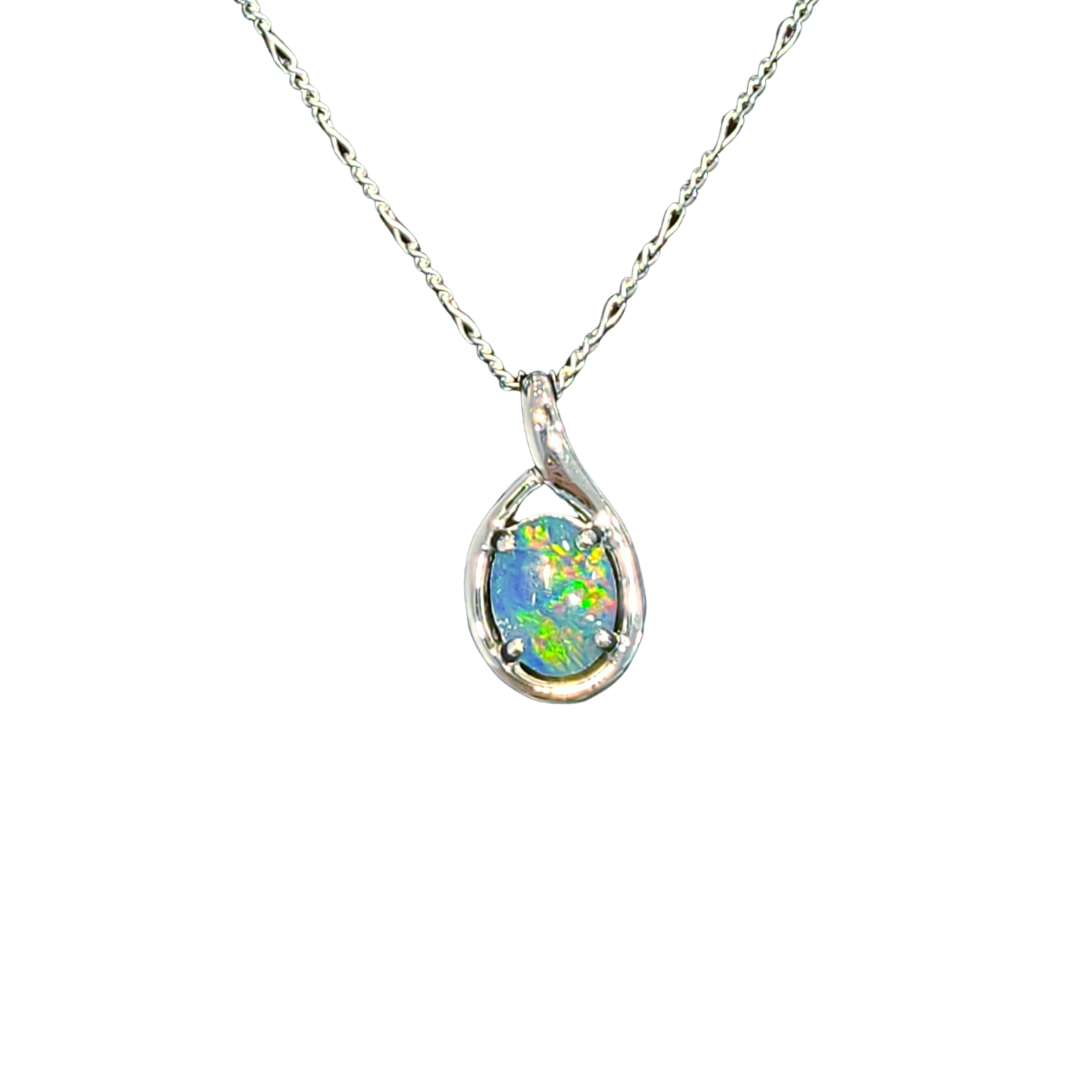 Australian Opal | Briony sterling silver pendant - The Classic Jewellers