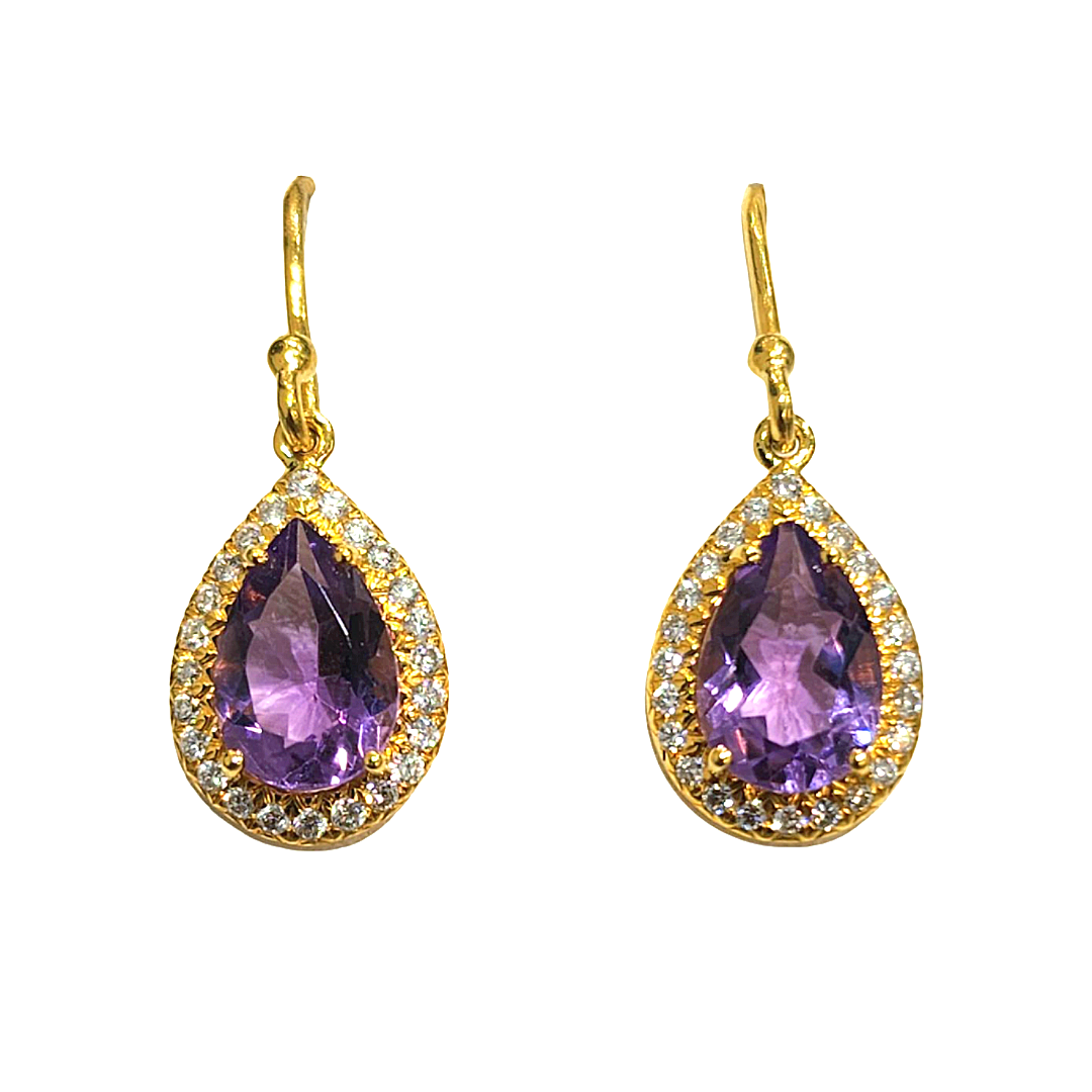 Imogen | Amethyst Pear Cut Earrings - The Classic Jewellers