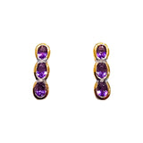 Kaye | 9k Amethyst bezel set earrings - The Classic Jewellers