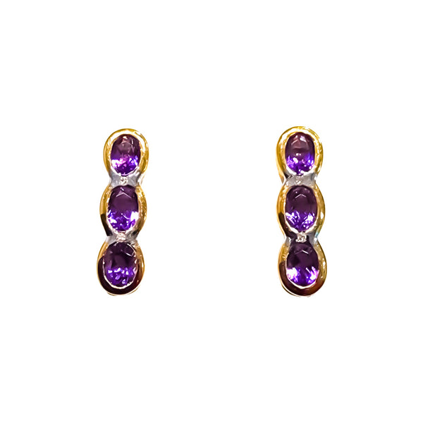 Kaye | 9k Amethyst bezel set earrings - The Classic Jewellers
