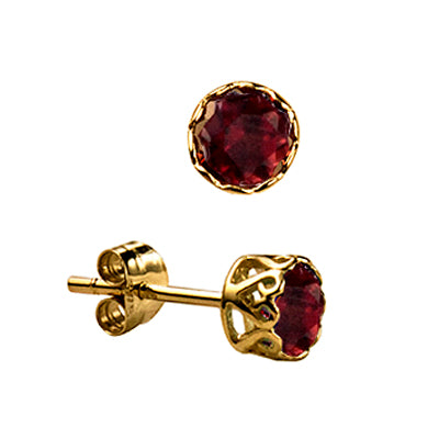 January Birthstone Garnet Bezel Studs - The Classic Jewellers
