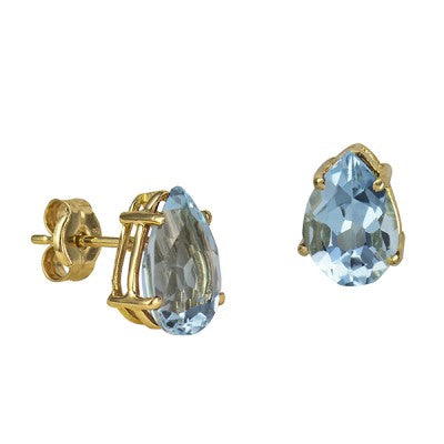 December Birthstone Blue Topaz Teardrop Studs - The Classic Jewellers